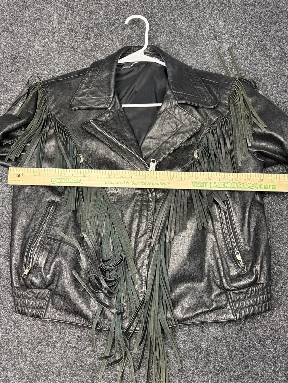Harley-Davidson-esque Black Leather Fringe Motorcycle Jacket - Picture 9 of 9